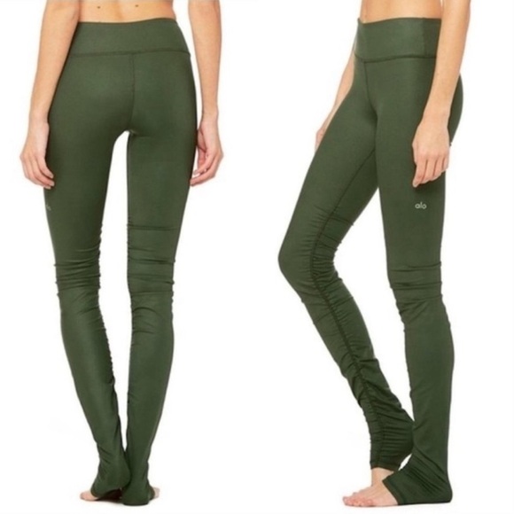 NEW! Alo Yoga Idol Ruched Legging Green SZ S - Picture 2 of 15